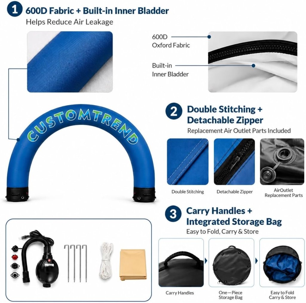 15x10ft Custom Round Sealed Inflatable Archway – Suitable for Various Events - Customtrend