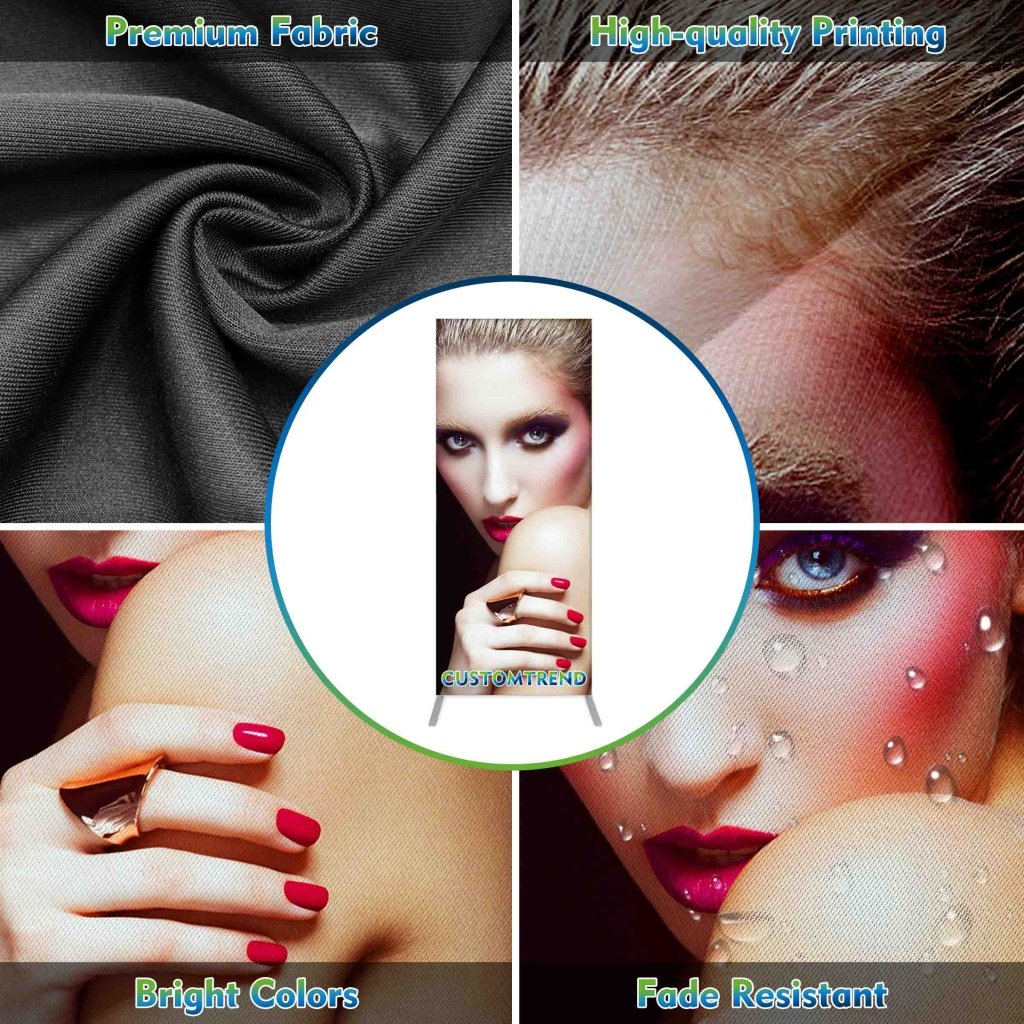 Custom 2FT 24” x 90”,2.5FT 30” x 90”,2.8FT 33.4” x 90” Tension Fabric Display Stand( Aluminum Stand Included) - Customtrend