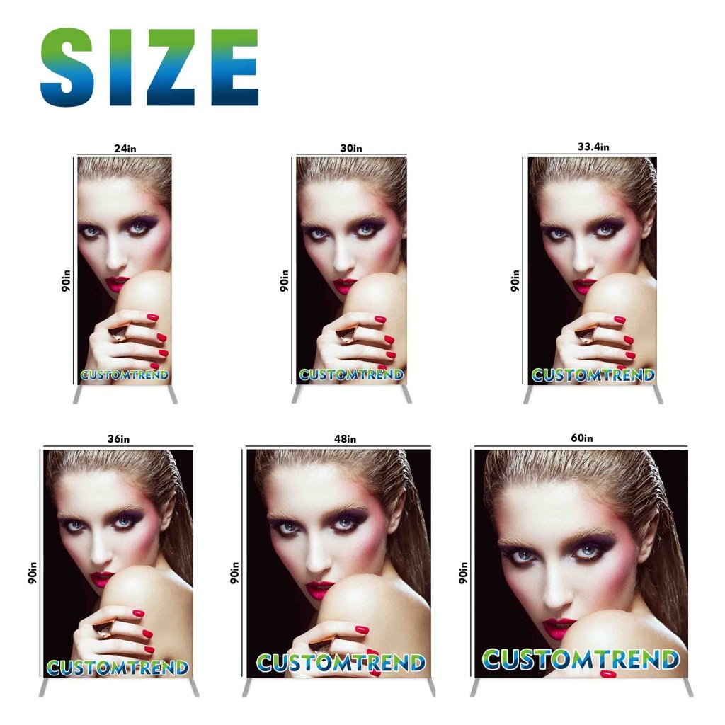 Custom 3FT 36” x 90”,4FT 48” x 90”,5FT 60” x 90” Tension Fabric Display Stand( Aluminum Stand Included) - Customtrend