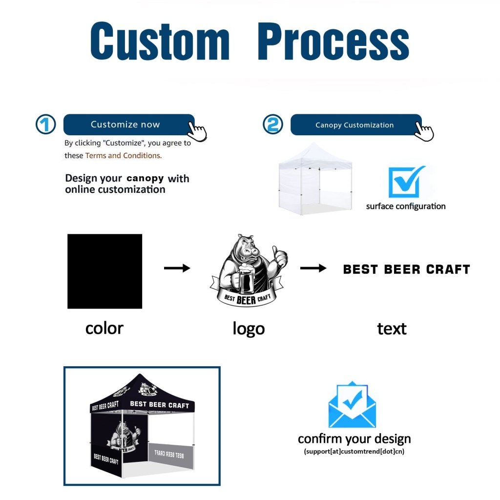 Custom Canopy Tent 10x10(10x10 canopy +back wall + 2 half walls) - Customtrend