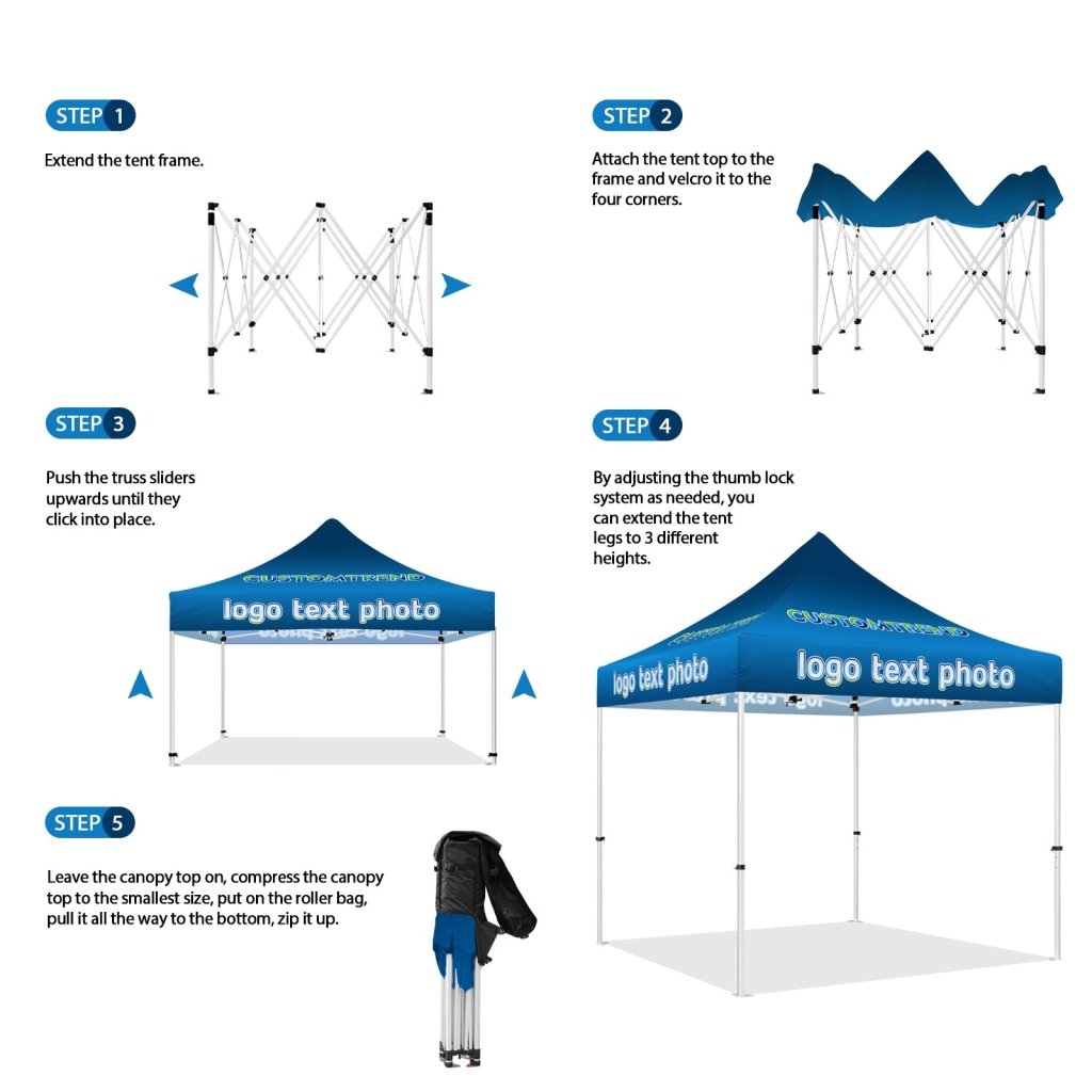 Custom Canopy Tent 10x10(10x10 canopy+3 full walls + 1 half wall) - Customtrend