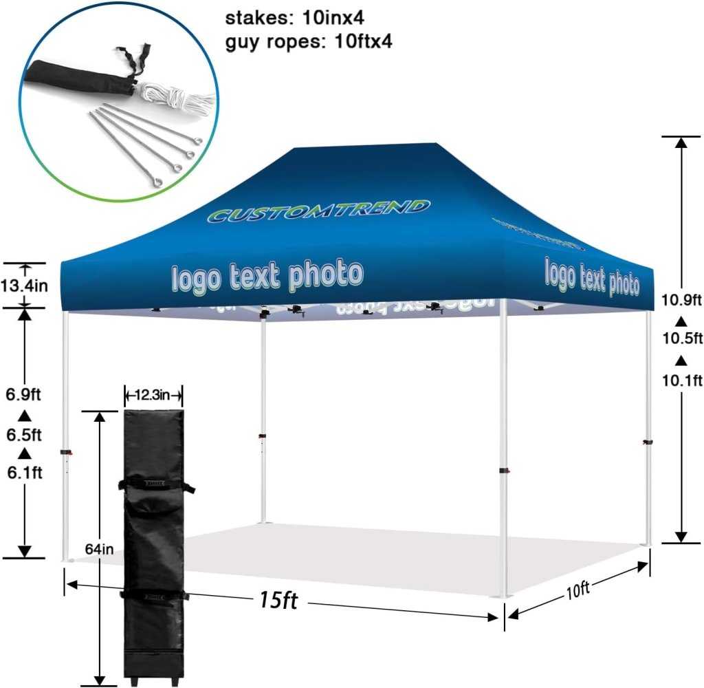 Custom Canopy Tent 10x15(10x15 canopy + back wall) - Customtrend