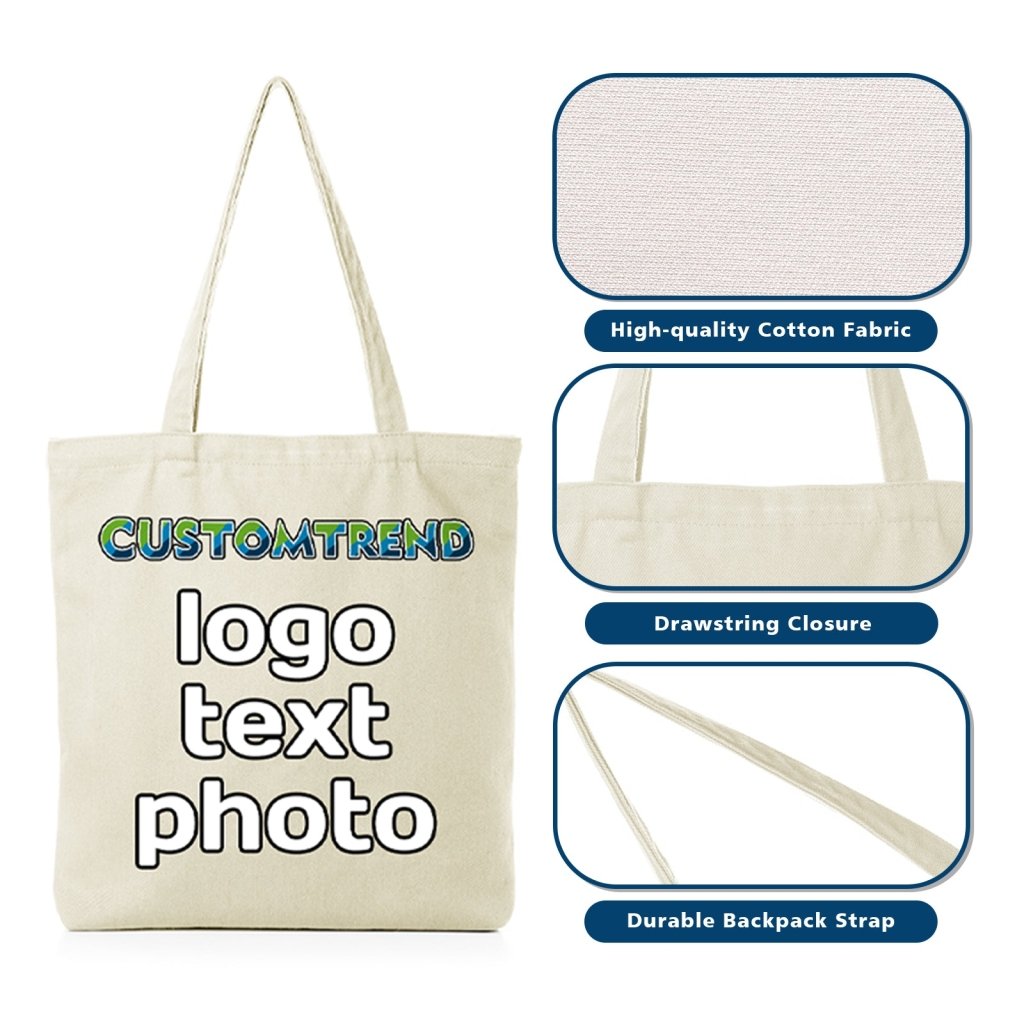 Custom Canvas Tote Bag(12x14,13.7x15.7,15x17.7in) - Customtrend