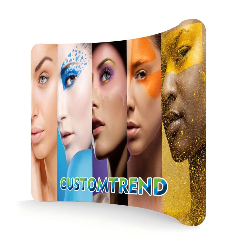 Custom Curved Tension Fabric Display(60.1x89.7in+Stand,Single/Double Sided) - Customtrend