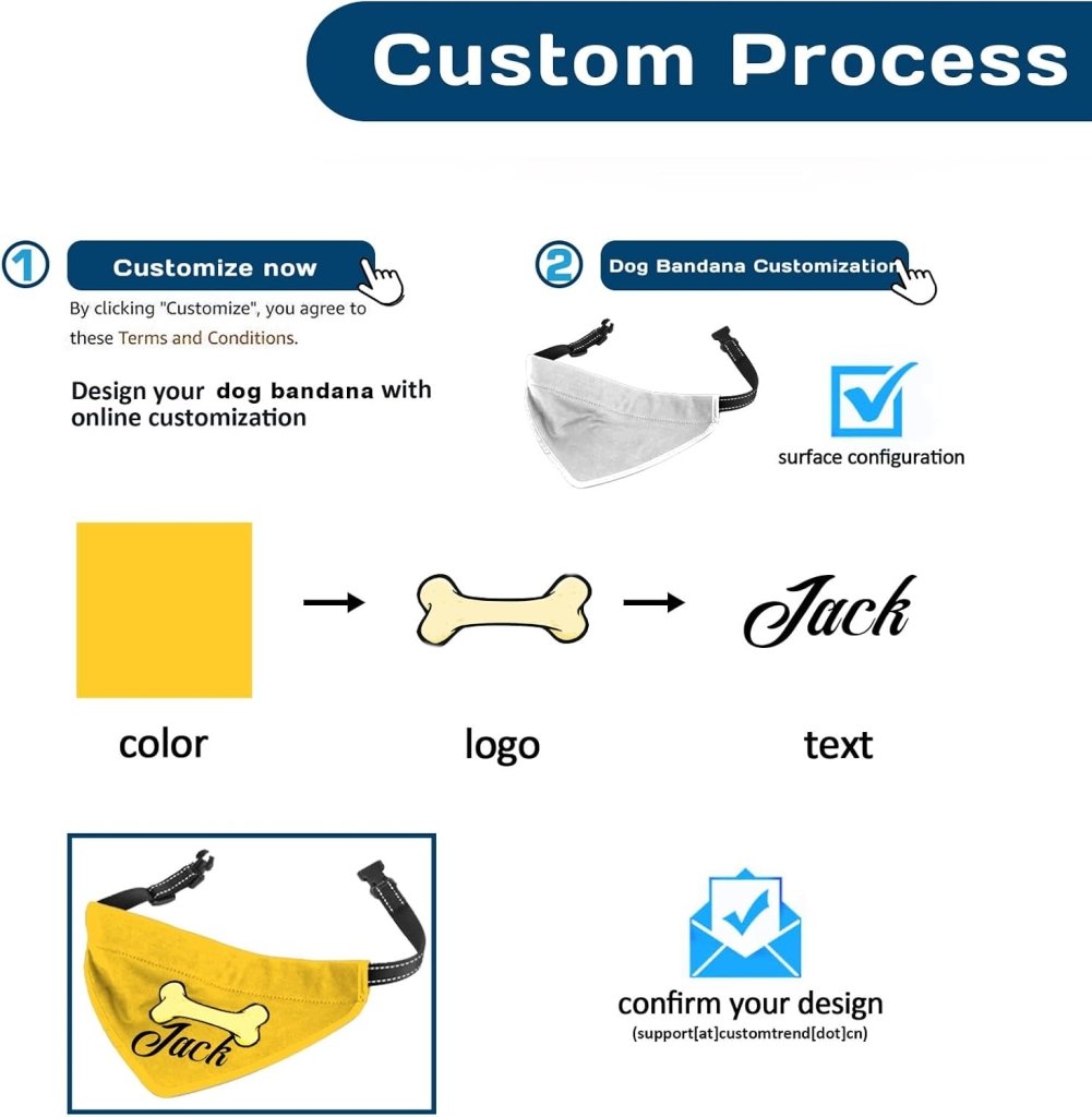 Custom Dog Bandanas(Blue,Black,white straps) - Customtrend