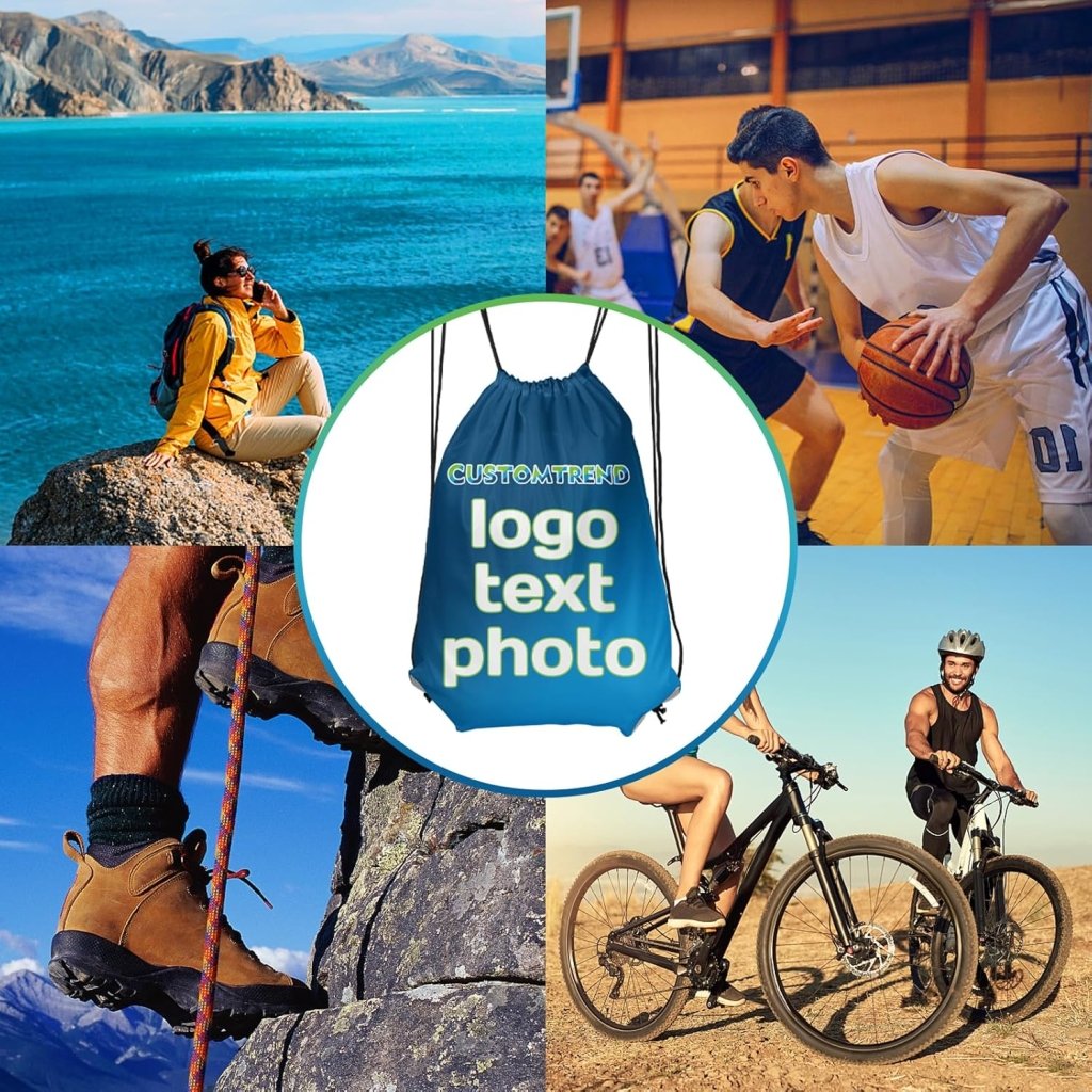 Custom Drawstring Backpacks with Logo Name Text (13"X15.3",13.5"x17", 16.5"x19.6") - Customtrend