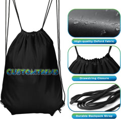 Custom Drawstring Backpacks with Logo Name Text (13"X15.3",13.5"x17", 16.5"x19.6") - Customtrend