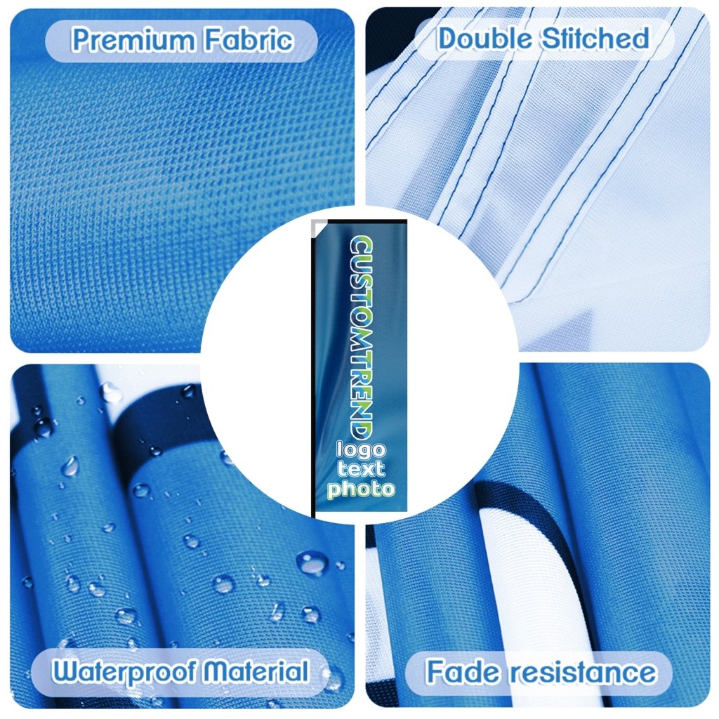 Custom Rectangle Feather Flag - 2.3x12FT, Single/Double - Sided - Customtrend
