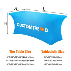 Custom Stretch Spandex Tablecloth(4ft(76"Hx91"W), 6FT (81"Hx117"W),8FT (82"Hx136"W)) - Customtrend
