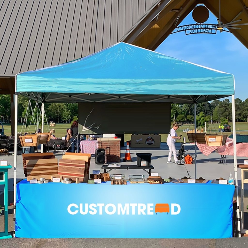 Custom Table Cover Back with Slit(4FT (106"W x 88"H),6FT (130"W x 88"H),8FT (154"W x 88"H)) - Customtrend