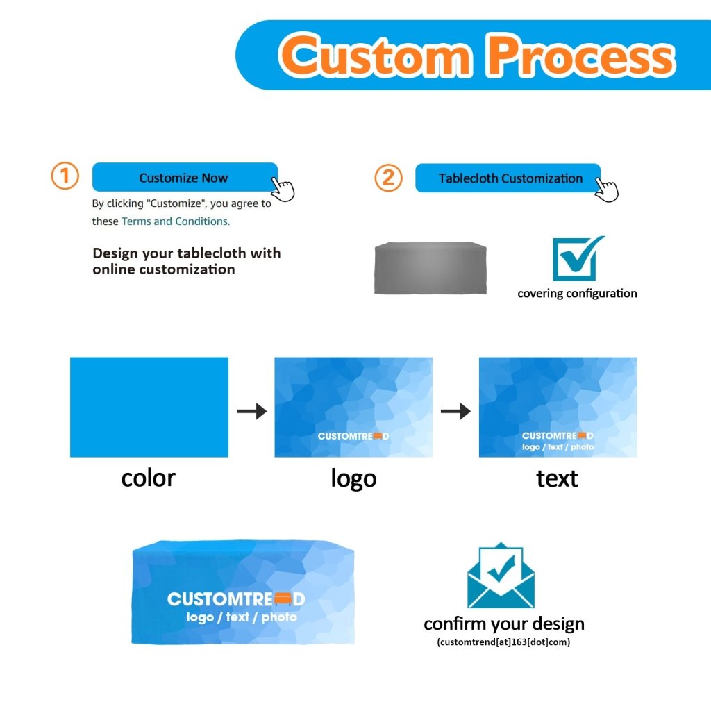 Custom Table Cover Back with Slit(4FT (106"W x 88"H),6FT (130"W x 88"H),8FT (154"W x 88"H)) - Customtrend