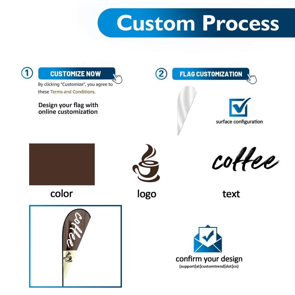 Custom Teardrop Swooper Flag - 2.6x7.2FT, Single/Double - Sided - Customtrend