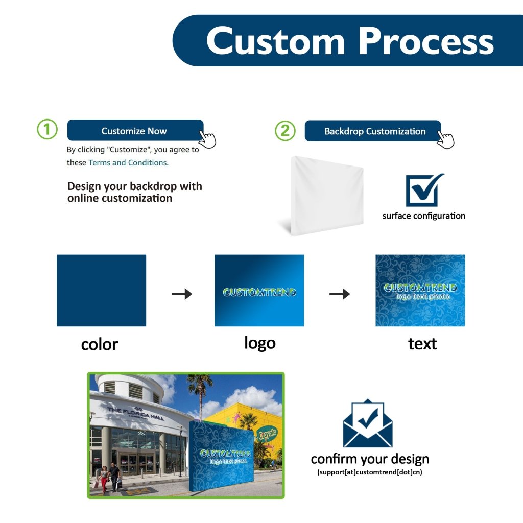 Custom Velcro Tension Fabric Pop Up Display(8'x8' & 8'x10' With Stand) - Customtrend