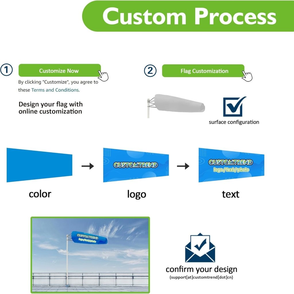 Custom WindSock for Outside(6" X 24",8" X 36",10" X 36",12" X 48") - Customtrend