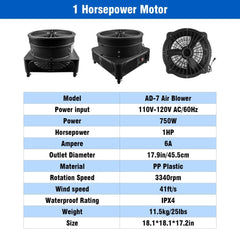 Inflatable Tube Man Air Blower Fan (18''Diameter) 750W - Customtrend